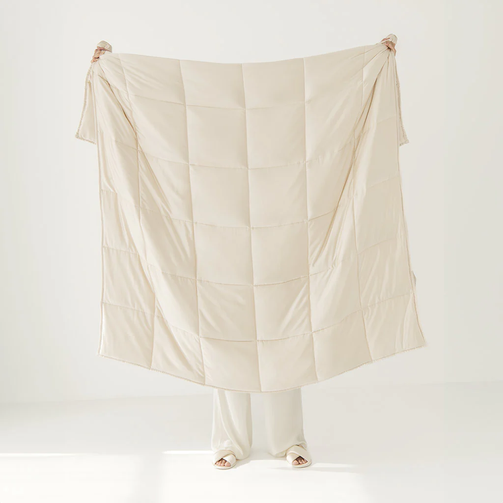 Dusty Gold Silk Weighted Blanket - Image 9